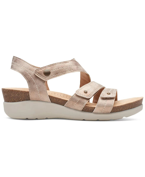 Clarks Women's Calenne Clara Strappy Wedge Sandals Bronze Size 9W